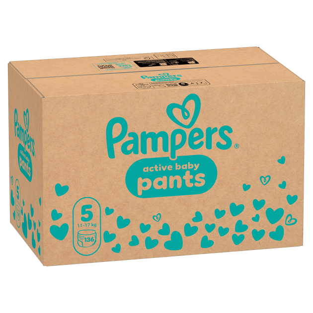 Подгузники-трусики Pampers Active Baby Pants Junior Размер 5 (11-17 кг) 136 шт (8006530305679) - Фото 3 Подгузники-трусики Pampers Active Baby Pants Junior Размер 5 (11-17 кг) 136 шт (8006530305679) - изображение 3