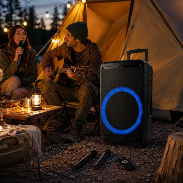 Портативная колонка ZXX-7676 с Bluetooth, TWS, FM, USB, SD, REC, 2 микрофонами и пультом ДУ - изображение 3