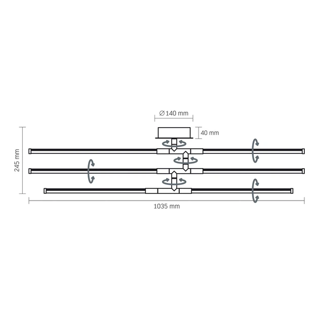 LED люстра стельова 40W 3000-4000-6000K чорна поворотна Sneha (995516) - зображення 8