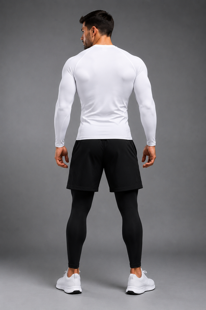 Мужской компрессионный термо-лонгслив (White, Premium Fit) М - изображение 4