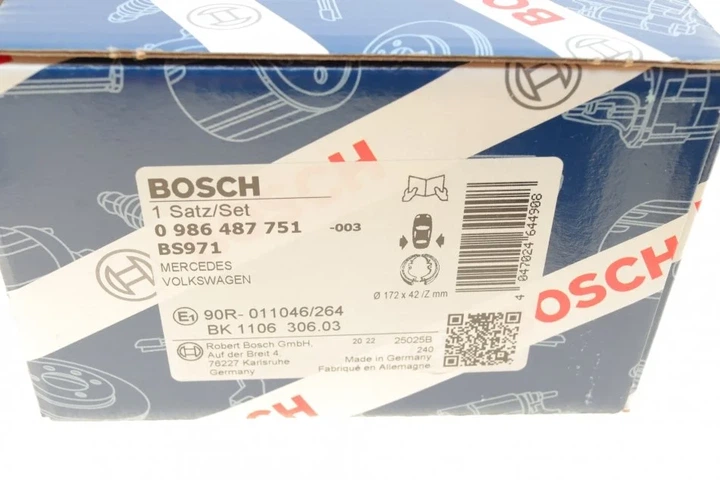 Гальмівні колодки BOSCH 0986487751 Mercedes Sprinter; Volkswagen Crafter 2E0698525A, 9064200420, A9064200420 - Фото 8 Гальмівні колодки BOSCH 0986487751 Mercedes Sprinter; Volkswagen Crafter 2E0698525A, 9064200420, A9064200420 - зображення 8