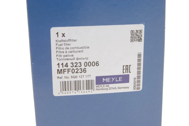Фільтр паливний MEYLE 114 323 0006 MEYLE 114 323 0006 Skoda Kamiq, Superb, Kodiaq, Karoq; Volkswagen T-Cross, Touran, T-Roc, Jetta, Golf, CC, Scirocco, Tiguan; Audi Q2, Q3, TT 5Q0127177, 5Q0127177B, 5Q0127177D - Фото 5 Фільтр паливний MEYLE 114 323 0006 MEYLE 114 323 0006 Skoda Kamiq, Superb, Kodiaq, Karoq; Volkswagen T-Cross, Touran, T-Roc, Jetta, Golf, CC, Scirocco, Tiguan; Audi Q2, Q3, TT 5Q0127177, 5Q0127177B, 5Q0127177D - изображение 5