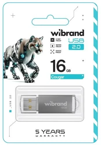 Флеш накопичувач USB 16Gb Wibrand Cougar, Silver, USB 2.0 (WI2.0/CU16P1S) - зображення 2