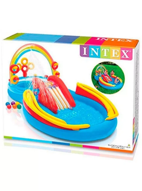 Надувной игровой центр Intex 57453-2 «Радуга», 297 х 193 х 135 см, с шариками 16 шт, подстилкой, насосом - изображение 3