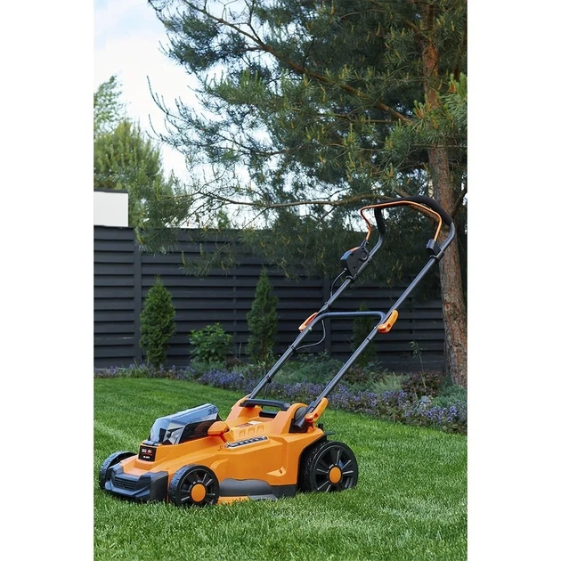 Аккумуляторная газонокосилка SEQUOIA SBL4037B-E2W 40В (20В+20В), 2x4А·ч, ширина кошения 37 см, объем травосборника 35 л, регулировка высоты 25-75 мм, вес 1165 кг - изображение 3