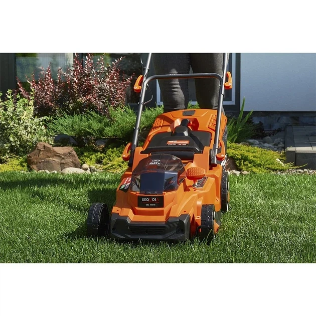 Аккумуляторная газонокосилка SEQUOIA SBL4037B-E2W 40В (20В+20В), 2x4А·ч, ширина кошения 37 см, объем травосборника 35 л, регулировка высоты 25-75 мм, вес 1165 кг - изображение 6