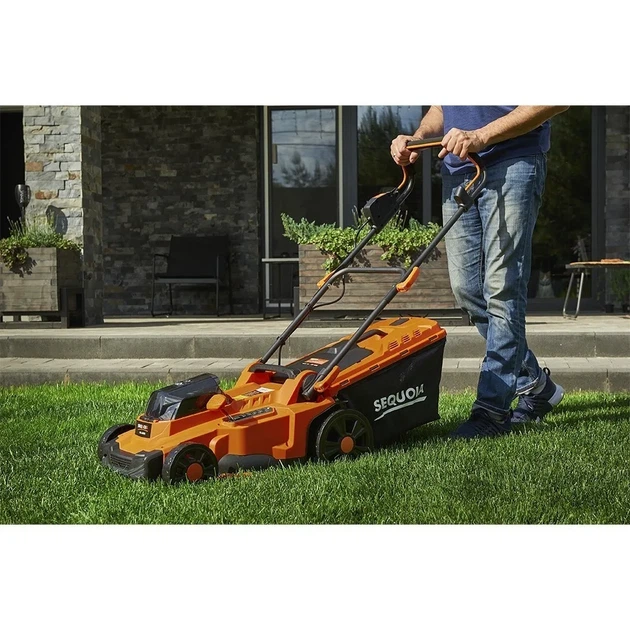 Аккумуляторная газонокосилка SEQUOIA SBL4037B-E2W 40В (20В+20В), 2x4А·ч, ширина кошения 37 см, объем травосборника 35 л, регулировка высоты 25-75 мм, вес 1165 кг - изображение 7