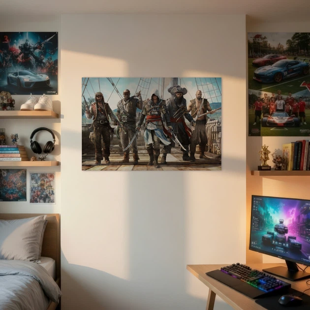 Интерьерная картина Кредо ассасина, Assassin’s Creed IV: Black Flag, декор в комнату геймера, 28×42 см (id0694) - изображение 3