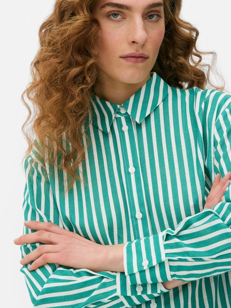 Блуза Primark зелений в білу смужку KHYWR629 M - Фото 3 Блуза Primark зелений в білу смужку KHYWR629 M - изображение 3