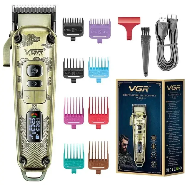 Акумуляторна машинка для стрижки VGR V-005 з насадками 8 шт - Фото 1 Акумуляторна машинка для стрижки VGR V-005 з насадками 8 шт - зображення 1