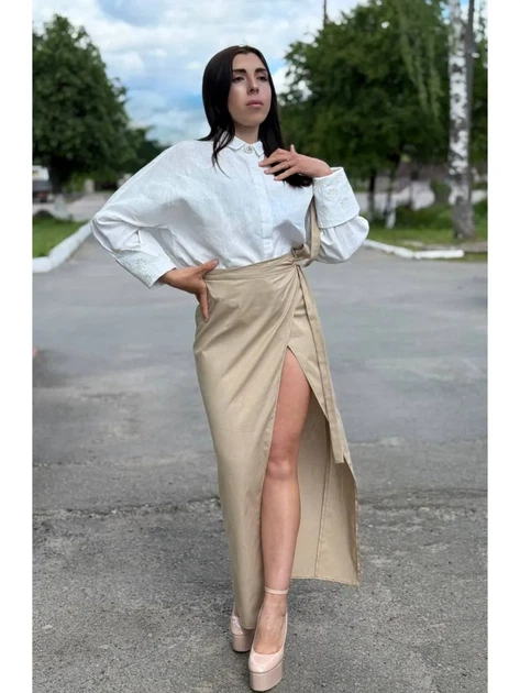 Конопляна сорочка з вишитими манжетами XXL - изображение 13