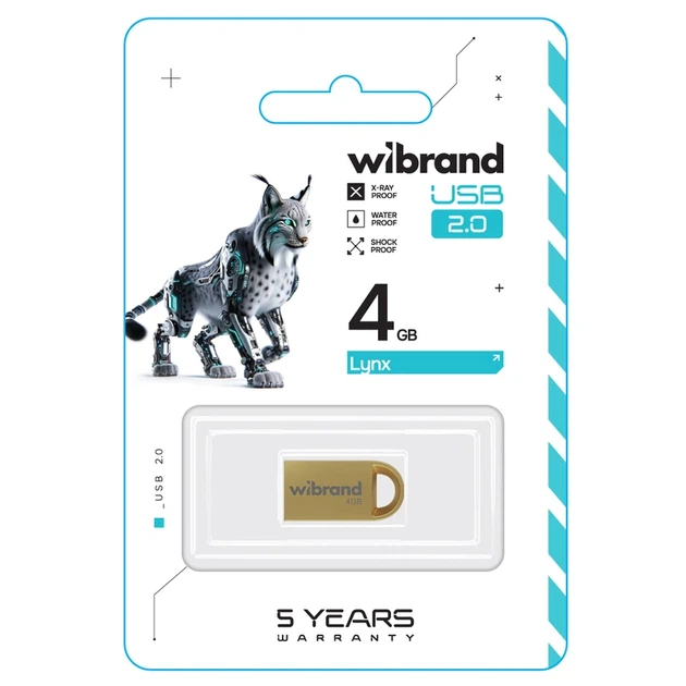 Флеш-накопичувач Wibrand USB 2.0 Lynx 4Gb Gold - изображение 2