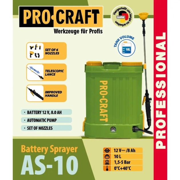Аккумуляторный опрыскиватель Procraft AS-10 - Фото 2 Аккумуляторный опрыскиватель Procraft AS-10 - изображение 2