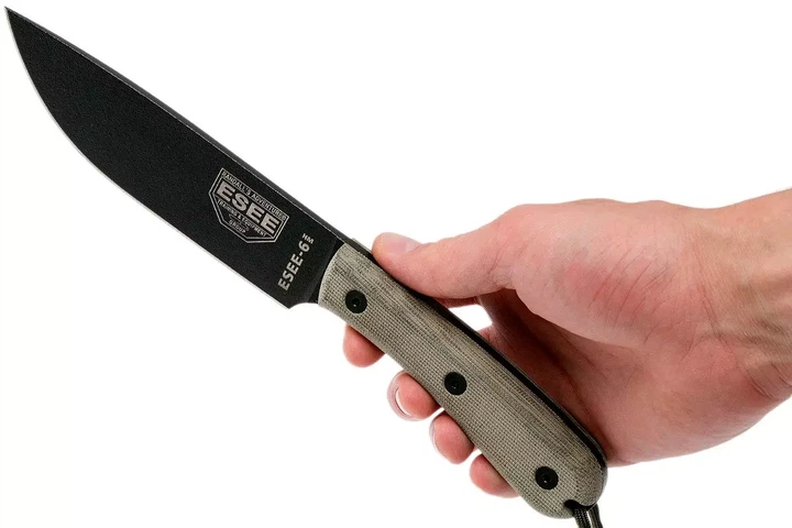 Ніж туристичний для польової кухні Esee Model 6HM Micarta/Black ESEE-6HM-K - Фото 5 Ніж туристичний для польової кухні Esee Model 6HM Micarta/Black ESEE-6HM-K - изображение 5