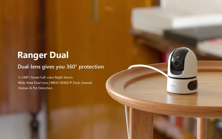 Камера видеонаблюдения IMOU Ranger Dual 6MP двухобъективная поворотная Wi-Fi IP-камера с обзором 360° - Фото 2 Камера видеонаблюдения IMOU Ranger Dual 6MP двухобъективная поворотная Wi-Fi IP-камера с обзором 360° - изображение 2