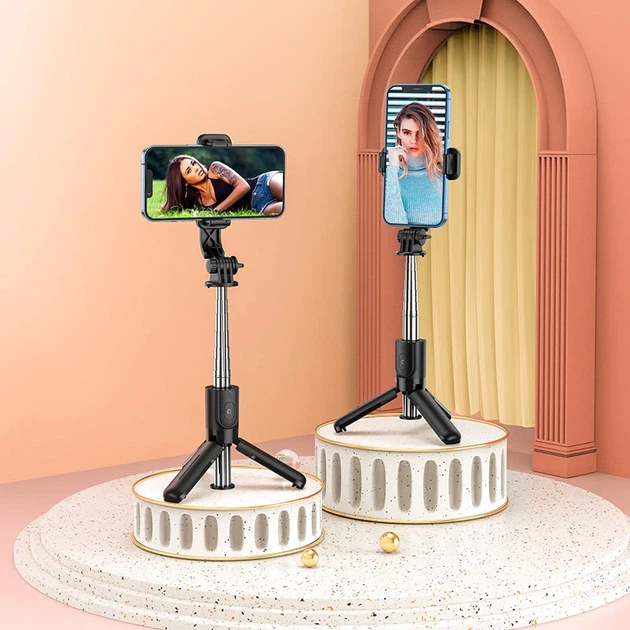 Селфі-трипод HOCO K17 Figure mini live broadcast stand (75cm) Black - Фото 7 Селфі-трипод HOCO K17 Figure mini live broadcast stand (75cm) Black - изображение 7