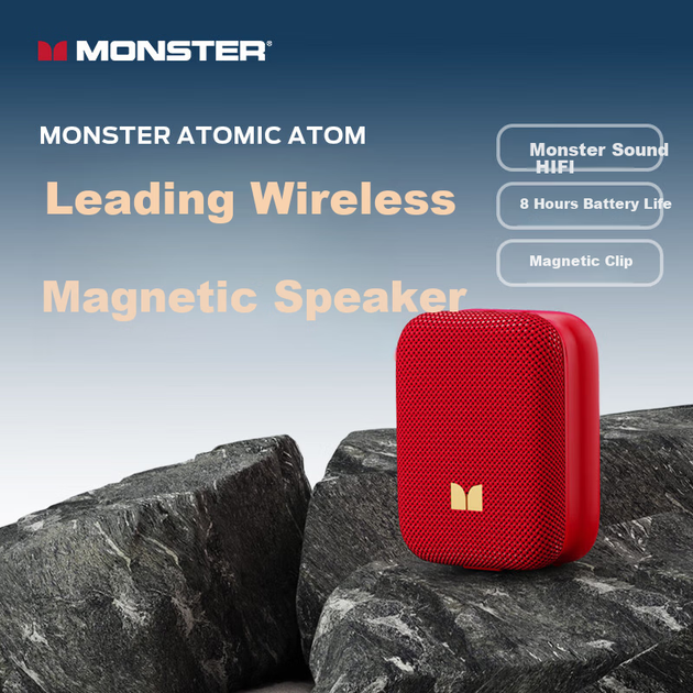 Беспроводная Bluetooth-колонка Monster M17, мини-портативная портативная система для прослушивания музыки на открытом воздухе, сабвуфер, водонепроницаемая по стандарту IPX5, мини-колонка для домашнего кинотеатра, цвет красный. - изображение 4