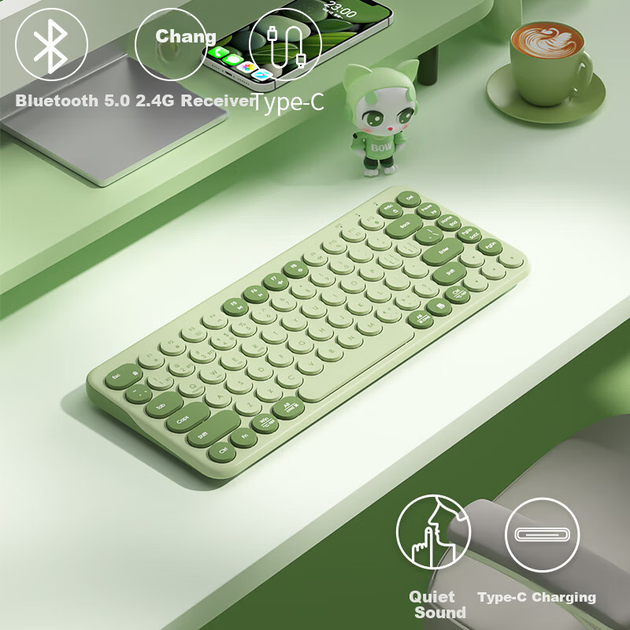 Комплект беспроводной BOW MK397DL Wireless/Bluetooth/USB Зеленый - изображение 7