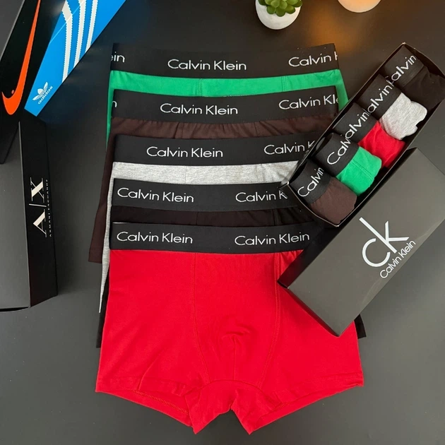 Чоловічі труси боксери Calvin Klein набір 5 шт M-3XL Червоні, Чорні, Сірі, Коричневі, Зелені - изображение 3
