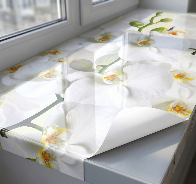 Покриття для підвіконня, м'яке скло з фотодруком Білі орхідеї, 1,2 мм (600х1000)(ПО-4-fl103376) - зображення 5