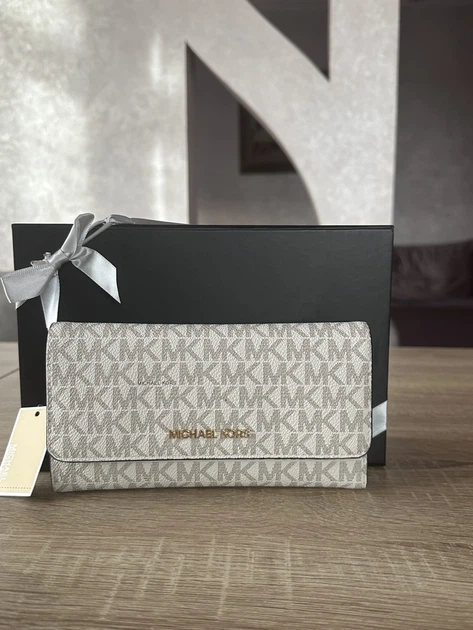 Жіночий гаманець Michael Kors Jet Set Large Logo Trifold Wallet Vanilla - Фото 1 Жіночий гаманець Michael Kors Jet Set Large Logo Trifold Wallet Vanilla - изображение 1