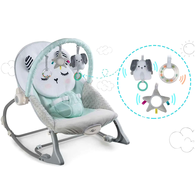 Шезлонг с вибрацией для малыша с регулировкой наклона до 18 кг Ricokids мята KT3281 - Фото 4 Шезлонг с вибрацией для малыша с регулировкой наклона до 18 кг Ricokids мята KT3281 - изображение 4