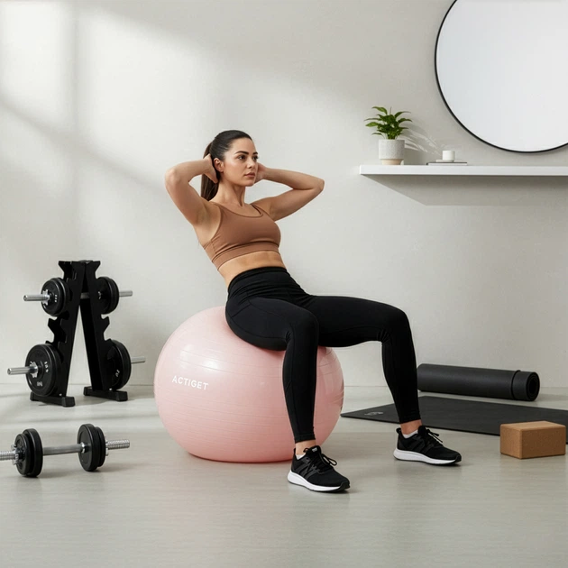М'яч для фітнесу (фітбол) Actiget 65 см з насосом ACT0143 Light Pink - зображення 10