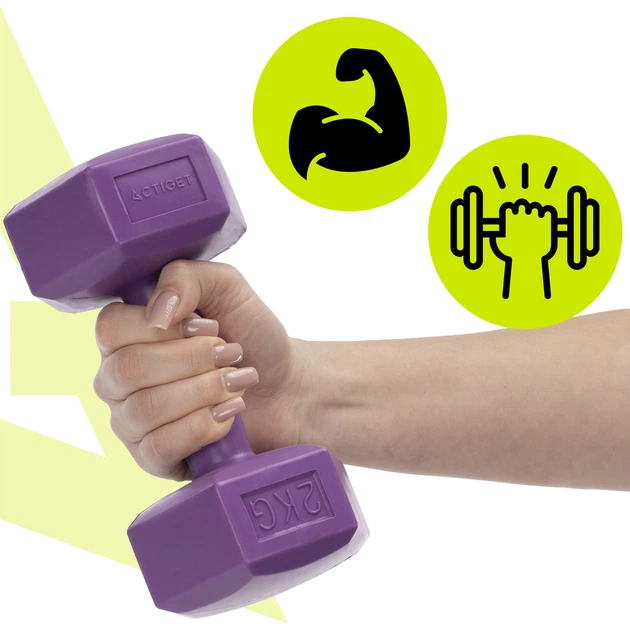Гантелі Actiget Hex 2 x 2 кг ACT0158 Purple - Фото 7 Гантелі Actiget Hex 2 x 2 кг ACT0158 Purple - зображення 7