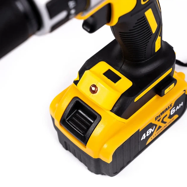 Набор инструментов 2в1 DeWalt 48 В 6 А·ч аккумуляторный ударный шуруповерт DCD996P2 96 Нм дрель 13 мм бесщеточная УШМ DCG409 125 мм болгарка 11000 об мин для сверления резки шлифовки ремонта строительства монтажа с двумя АКБ кейсом - изображение 4