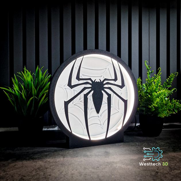 Кругла настільна 3D-лампа 24 × 24 × 4 см з павуком Декоративна світлодіодна 3D-лампа в дитячу кімнату - Фото 2 Кругла настільна 3D-лампа 24 × 24 × 4 см з павуком Декоративна світлодіодна 3D-лампа в дитячу кімнату - зображення 2