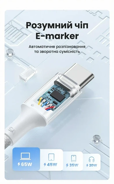 Кабель зарядный Ugreen USB Type-C to Type-C PD 100W 5A QC4.0 2 м Titanium (L502) - изображение 4