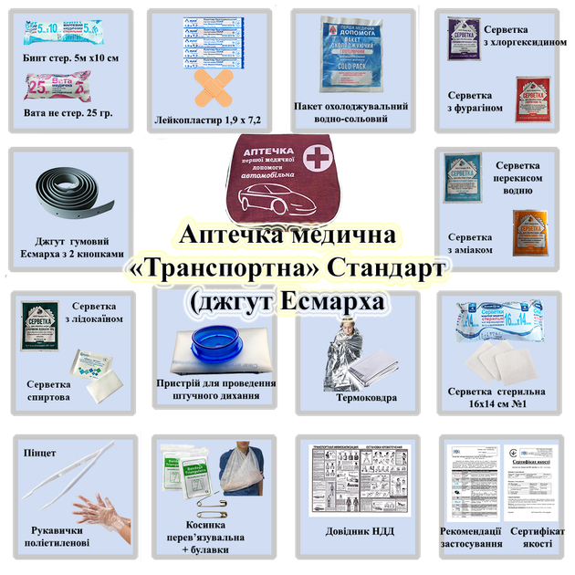 Аптечка медична «Транспортна» Стандарт (джгут Есмарха) PRO-Aptechka - зображення 2