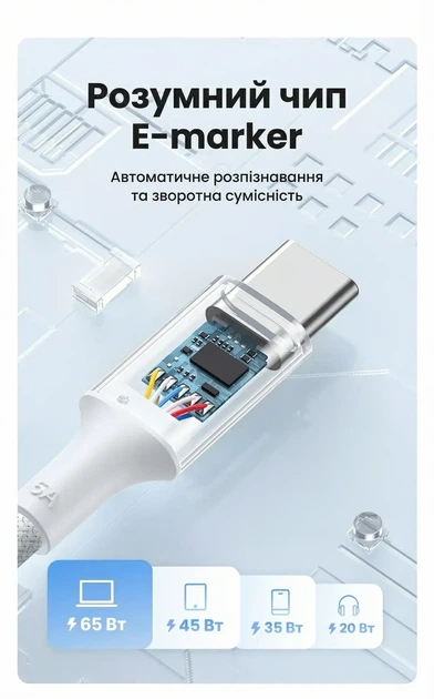 Кабель зарядный Ugreen USB Type-C to Type-C PD 100W 5A QC4.0 2 м Black (L502) - изображение 4