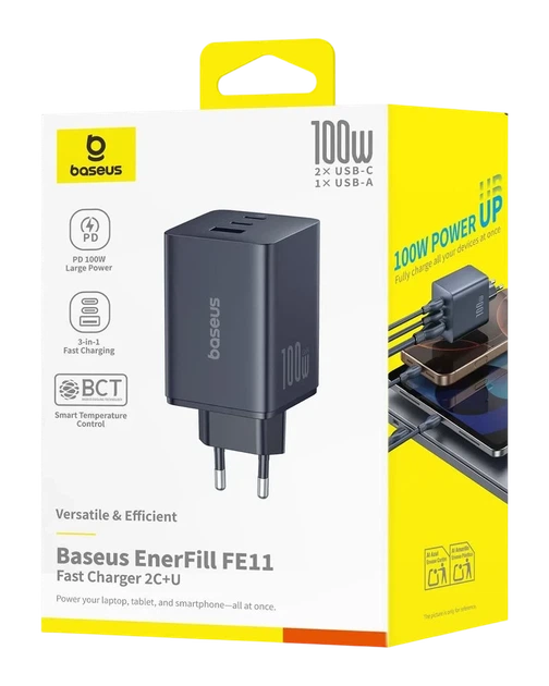 Мережевий зарядний пристрій Baseus EnerFill FE11 Fast Charger 100W PD 3.0 + QC 3.0/4.0 Black (P10182102123-00) - зображення 7