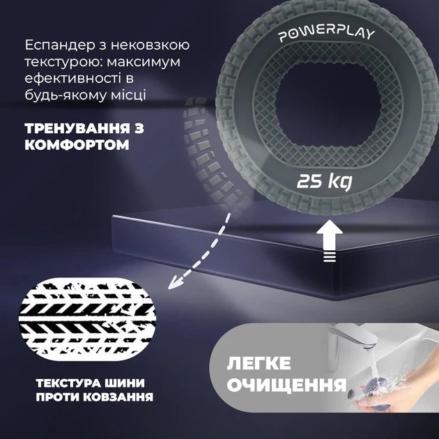 Еспандер кистьовий Active Point силіконовий 25 кг сірий - зображення 10
