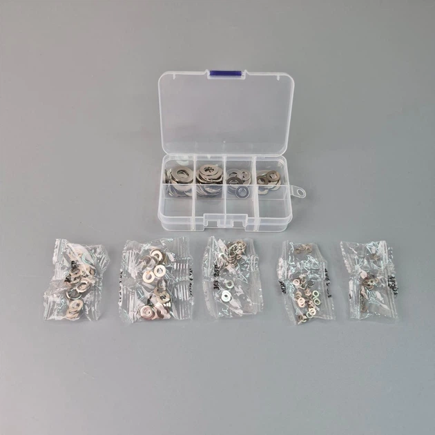 Шайбы плоские 180 шт, М2 / М2.5 / М3 / М4 / М5 / М6 / М8 / М10, нержавеющая сталь 304, DIN 125, набор в пластиковом кейсе - изображение 10