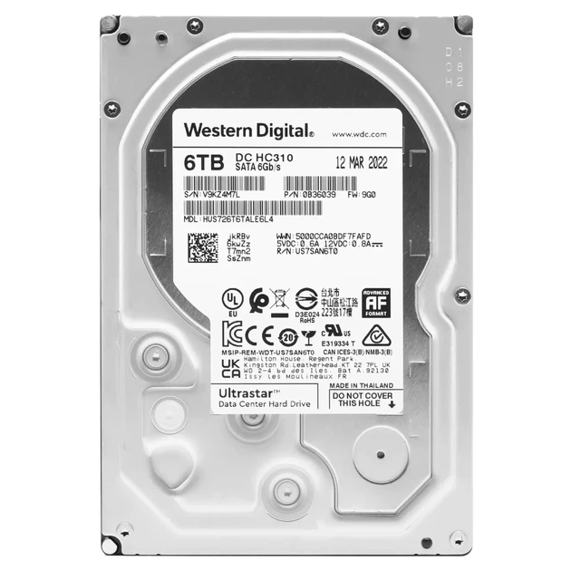 Жорсткий диск WD Ultrastar DC HC310 6TB 7200rpm 256MB 3.5" SATA III (HUS726T6TALE6L4/0B36039) - Фото 1 Жорсткий диск WD Ultrastar DC HC310 6TB 7200rpm 256MB 3.5" SATA III (HUS726T6TALE6L4/0B36039) - изображение 1