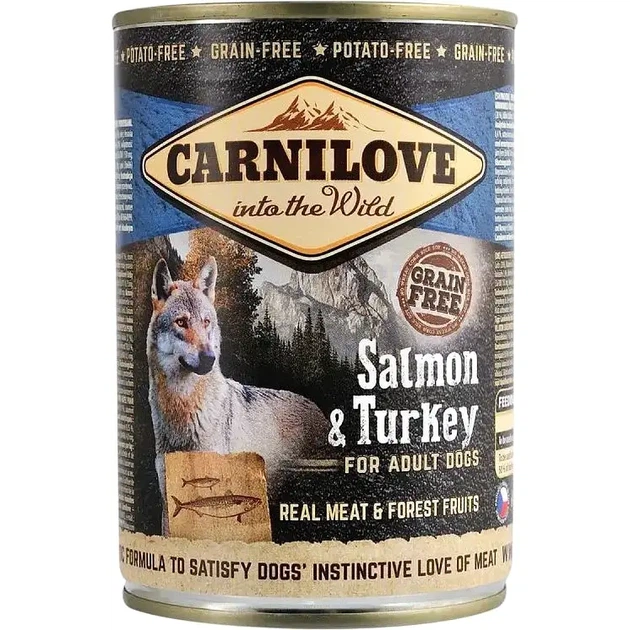 Влажный корм для собак Carnilove Salmon Turkey с лососем и индейкой, 400 г - Фото 1 Влажный корм для собак Carnilove Salmon Turkey с лососем и индейкой, 400 г - изображение 1