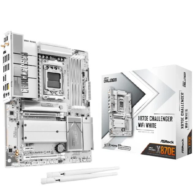 Материнская плата ASRock X870E Challenger WIFI White (sAM5, AMD X870E, DDR5, ATX) - Фото 1 Материнская плата ASRock X870E Challenger WIFI White (sAM5, AMD X870E, DDR5, ATX) - изображение 1