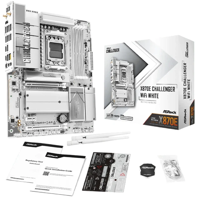 Материнская плата ASRock X870E Challenger WIFI White (sAM5, AMD X870E, DDR5, ATX) - Фото 6 Материнская плата ASRock X870E Challenger WIFI White (sAM5, AMD X870E, DDR5, ATX) - изображение 6
