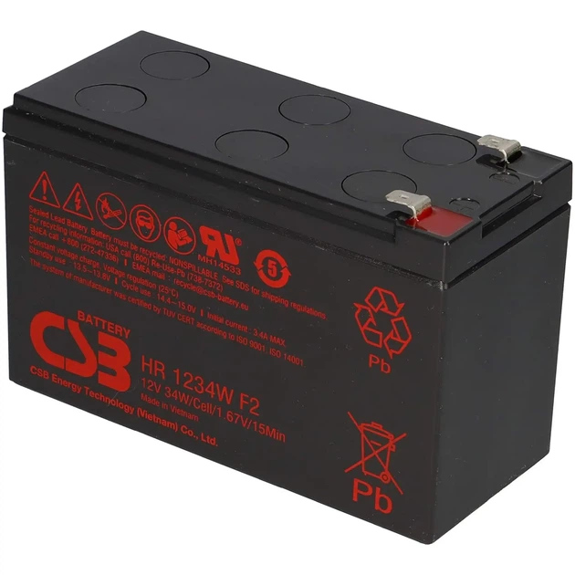 Аккумуляторная батарея к ИБП (UPS) CSB HR1234WF2 12V 9Ah - изображение 3