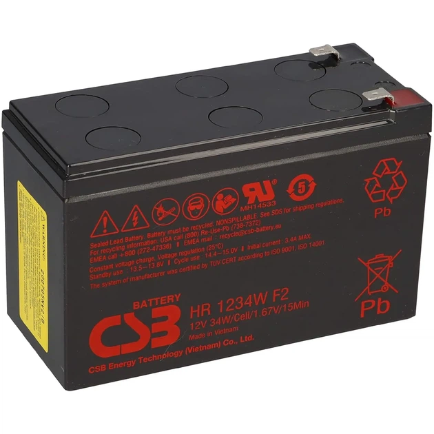 Аккумуляторная батарея к ИБП (UPS) CSB HR1234WF2 12V 9Ah - изображение 4