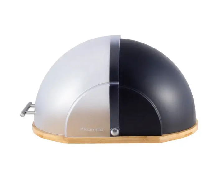 Хлебница Kamille KM-1100 38×26.5×22 см из бамбука и пластика черная контейнер для хранения хлеба - изображение 2