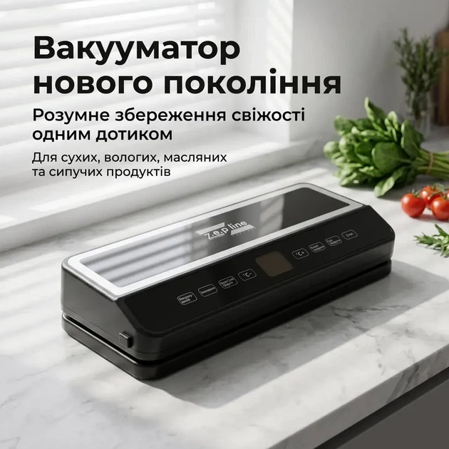 Вакуумний пакувальник ZP-00374 35 см, чорний, 200 Вт з LED підсвіткою та рулоном пакетів - изображение 3
