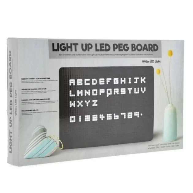 Светодиодная LED доска-ночник Peg Board с набором букв и цифр (120 шт), 30х21 см, белое свечение - Б/У - изображение 2