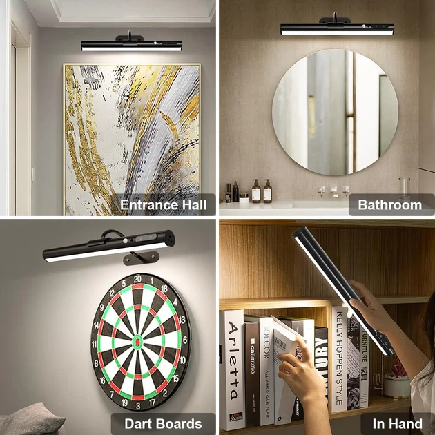 Подсветка для картин и зеркал аккумуляторная Magnetic Picture Light 4000mAh с пультом ДУ (Черная) - Б/У - изображение 6