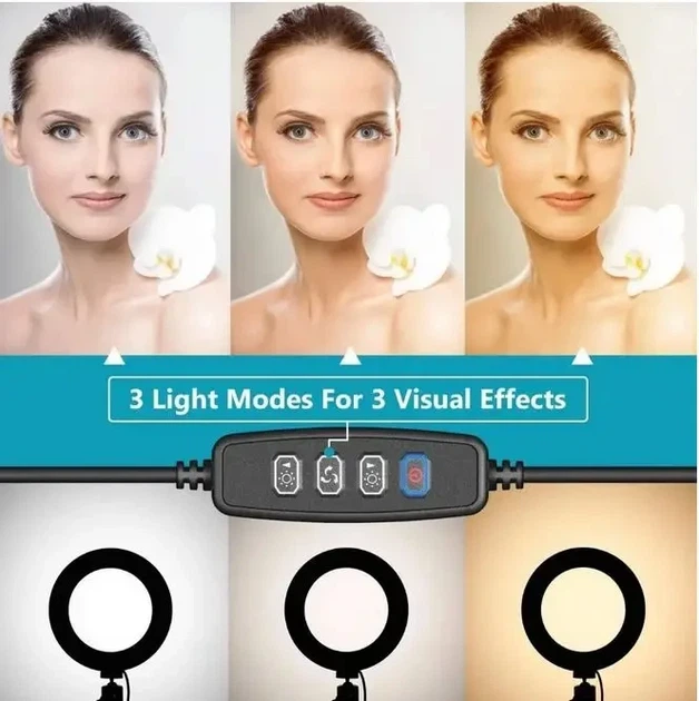 Кольцевая LED-лампа 16 см с USB-питанием для видеосъемки и фотостудии, комплект со штативом (6451BDF8A62F) - Фото 4 Кольцевая LED-лампа 16 см с USB-питанием для видеосъемки и фотостудии, комплект со штативом (6451BDF8A62F) - изображение 4
