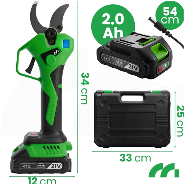 Аккумуляторный секатор 500 Вт 21 В 2 шт для сада Maltec МС0285 - изображение 7