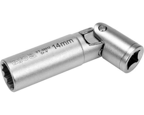 Головка 3/8" свічна магнітна YATO 14 мм 12-гранна шарнірна YT-38512 - Фото 1 Головка 3/8" свічна магнітна YATO 14 мм 12-гранна шарнірна YT-38512 - изображение 1