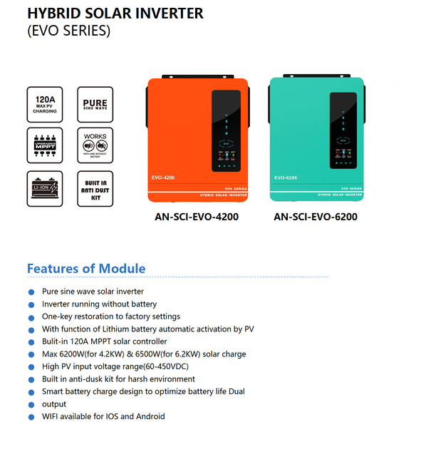 Інвертор Anern AN-SCI-EVO-6200 - зображення 2
